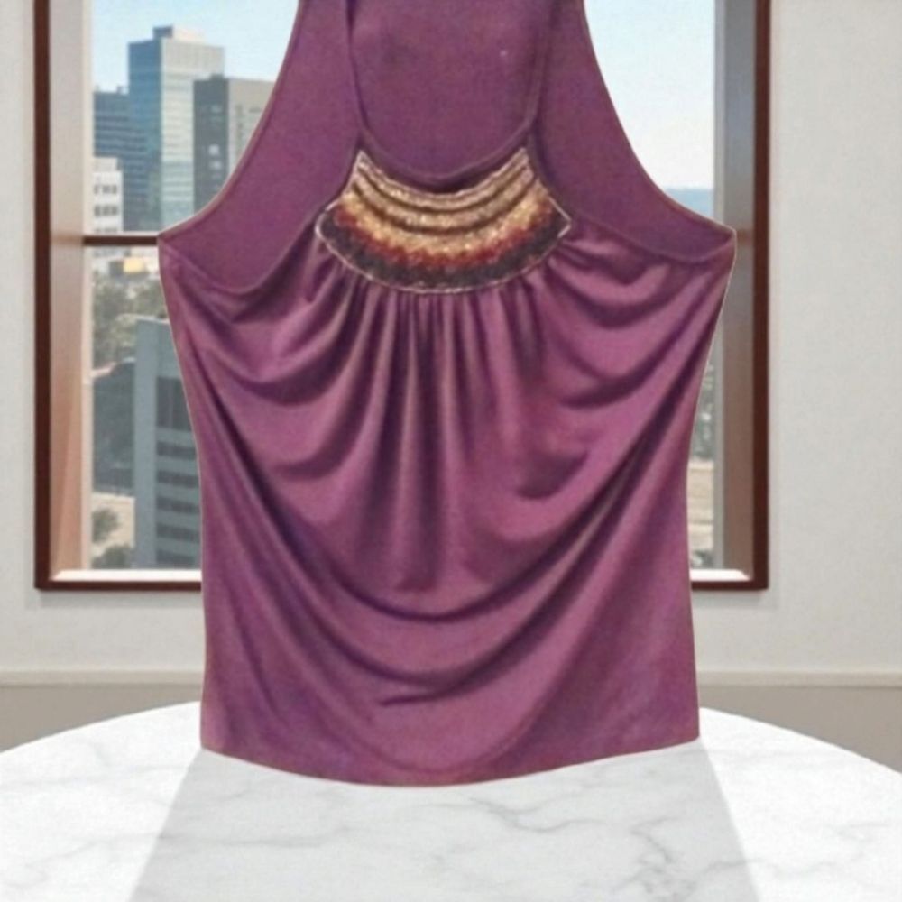 Worthington Stretch Burgundy beaded Tank Top Size M
